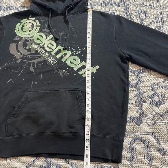 VTG Y2K Element Skater Black Graphic AOP Hoodie Faded and Distressed SZ M - Picture 5 of 6